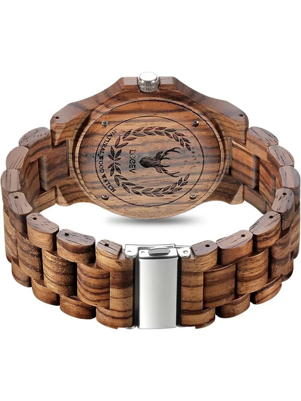 Men's Brown Handcrafted Sandalwood Vintage Calendar Analog Wrist Wooden Watch